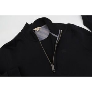 Burberry Brit Mens XXL Black 1/4 Zip Pullover Sweater Cotton Nova Check Size 2XL